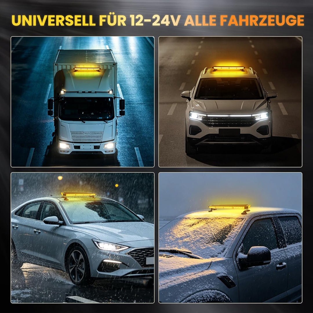 26,5" 54 LED Stroboskop-Lichtleiste, doppelseitig blinkend, hohe Intensität, Kfz-Warnung, Notfall, S