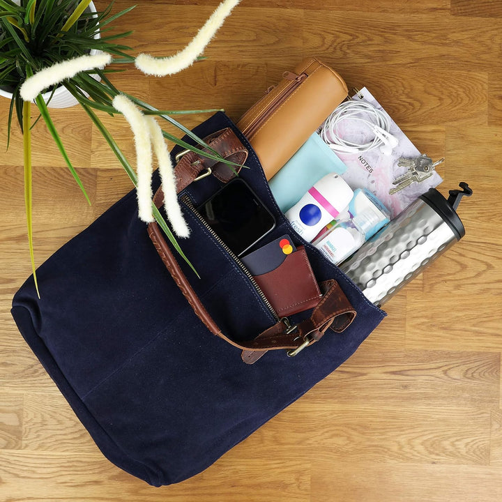 LECONI Henkeltasche Echt-Leder Wildleder Damentasche Handtasche für Damen Shopper für Freizeit, Büro