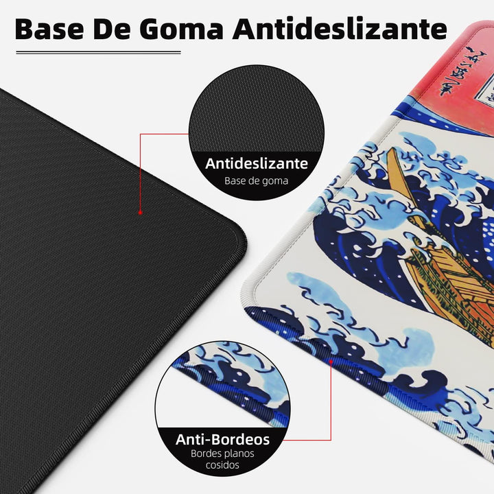 EFISH Japan Art Kanagawa Surfen Mauspad XL (800 × 300 × 3 MM) - Erweiterte Schreibtisch-Pad mit Genä