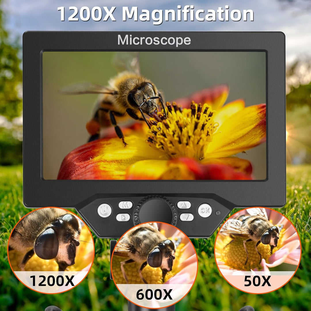 Koolertron LCD Digital Mikroskop, 7 Zoll 1080P USB Mikroskop mit Licht und Fernbedienung, Mikroskopk