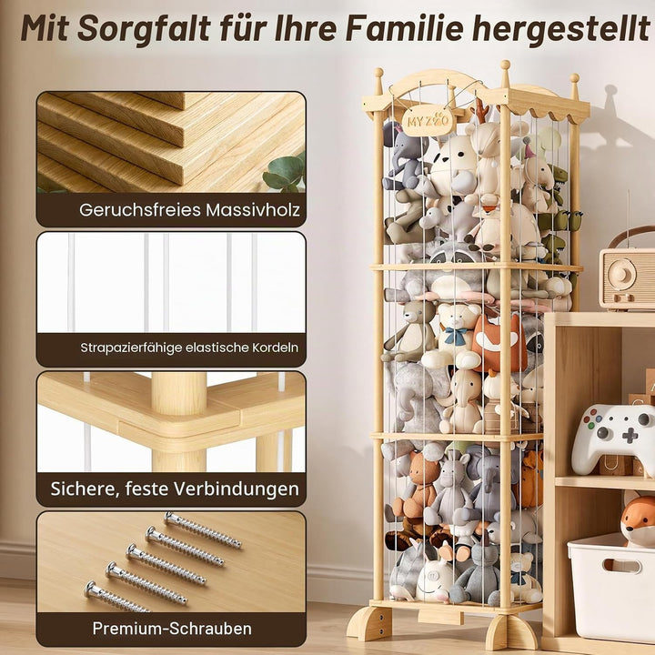 COSYLAND Stofftier-Aufbewahrungsturm - Stofftierhalter mit Gummiband für Spielzimmer Schlafzimmer Ki