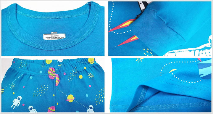 Jungen Pyjama Langarm 4-teilig Kleine Kinder Nachtwäsche Schlafanzug Set 2-14 Jahre, 4 Stück Bl