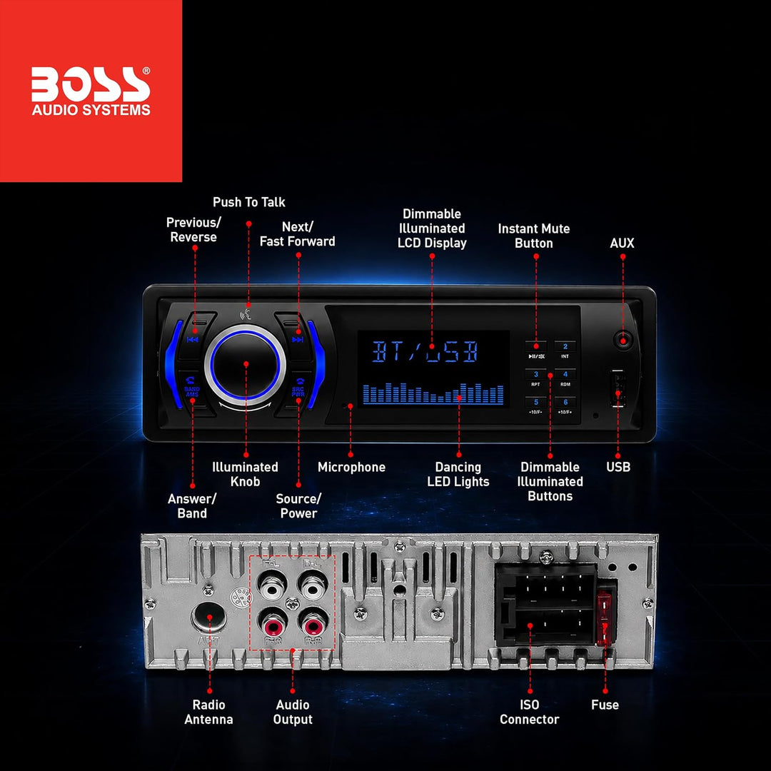 BOSS Audio 616UAB Single-DIN Mech-Less Multimedia Player