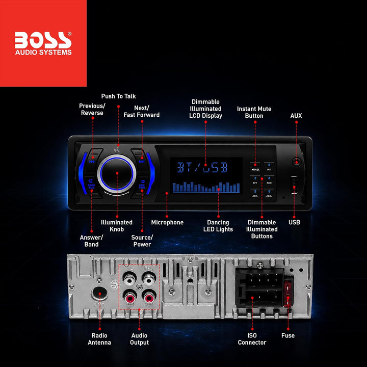 BOSS Audio 616UAB Single-DIN Mech-Less Multimedia Player