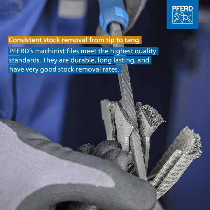 PFERD 532 WR 200 H 2 Werkstattfeilen-Set in PVC-Rolltasche, 5 Feilen, Kreuzhieb H2, 200mm, 11800532