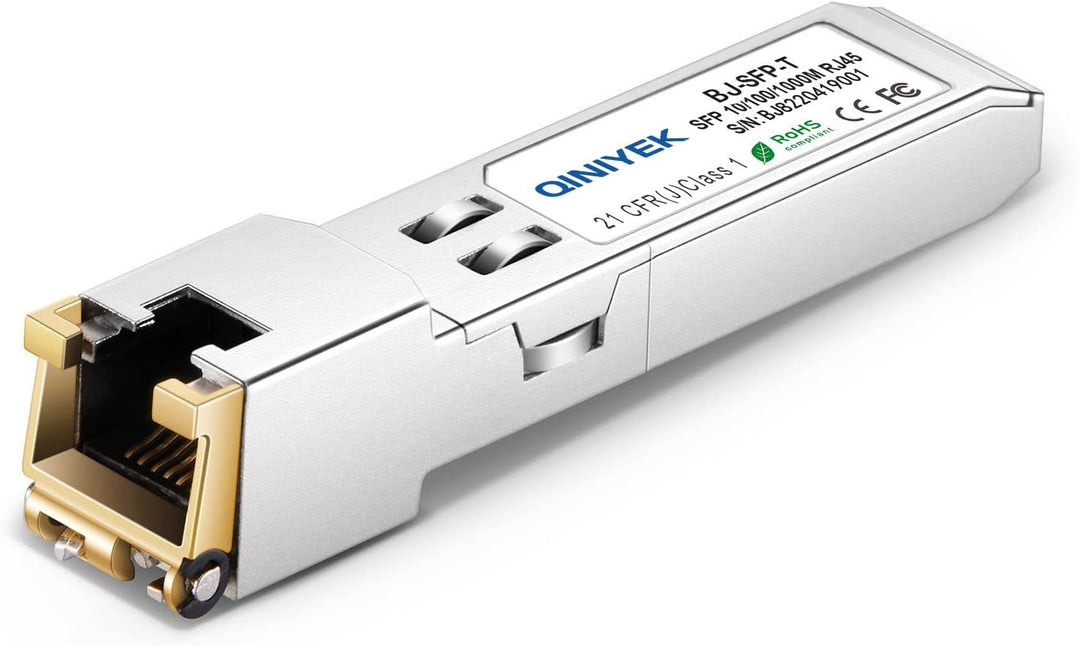 QINIYEK 1.25G SFP-T, 10/100/1000BASE-T RJ45 Kupfer SFP für Cisco GLC-T/SFP-GE-T/GLC-TA, Mikrotik SRJ