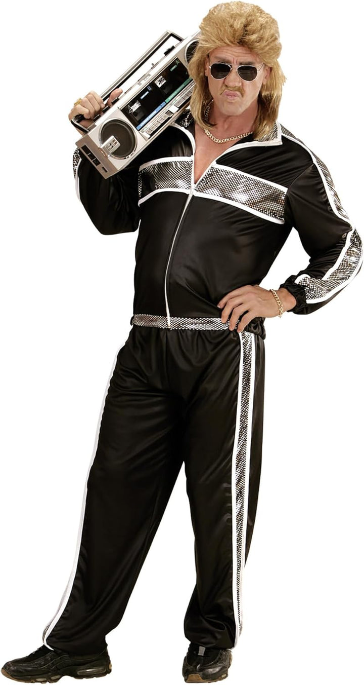 W WIDMANN MILANO Party Fashion - Kostüm Trainingsanzug, Jacke und Hose, 80er Jahre Outfit, Joggingan