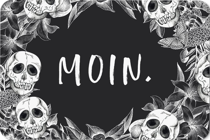 Tassenbrennerei Fussmatte mit Spruch: Moin - Totenkopf Türmatte lustig für Innen - Made in Germany