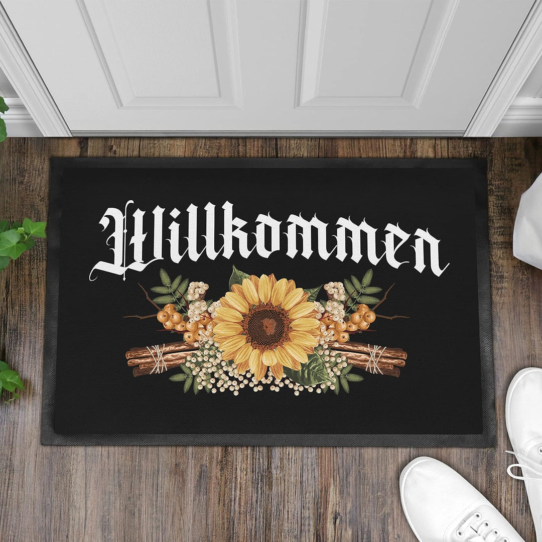 Trendation - Willkommen Fussmatte Grafik Schmutzfangmatte Geschenk Aussen Innenbereich 60x40 cm Wasc
