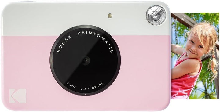KODAK Printomatic Sofortbildkamera (Rosa) Paket + Zinkpapier (20 Blätter) Etui + Fotoalbum + Hängera