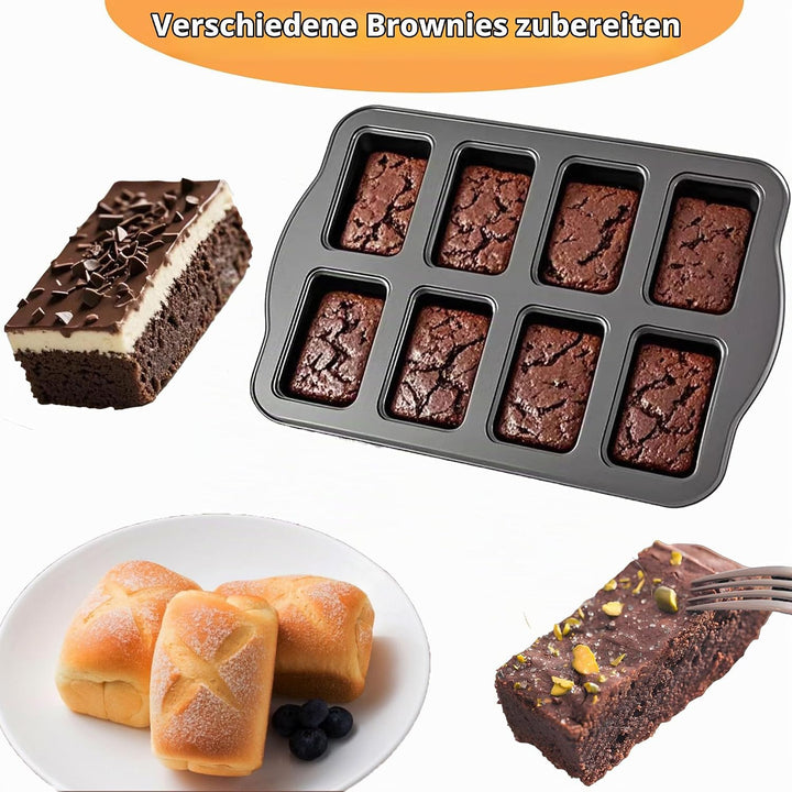 Mini Kuchen Backform, Minikastenkuchenblech Antihaft für 8 Kuchen, Mini Kastenform, Backform Rechtec