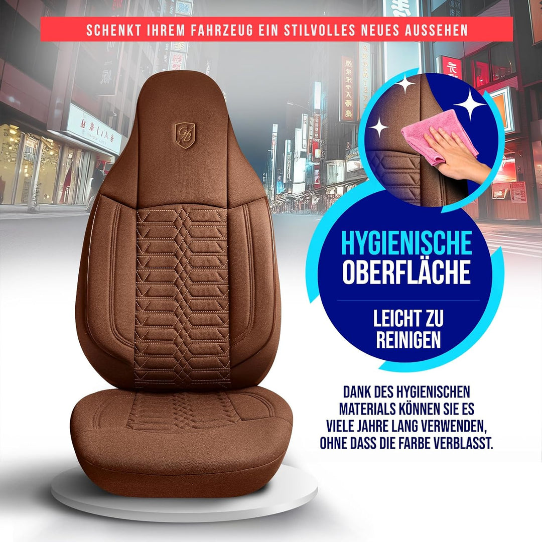Autositzbezüge Universal für Wohnmobil & Caravan - Vordersitze Auto Sitzbezug aus Lacoste-Stoff, Ter