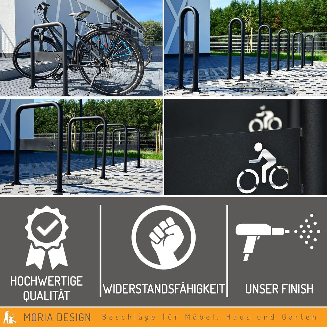 MORIA DESIGN Fahrradständer 80 x 25 cm Fahrrad-Logo Bodenparker für 2 Fahrräder | stabiler Fahrradha