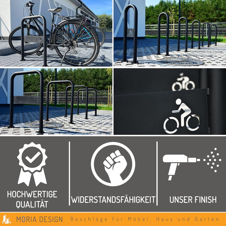 MORIA DESIGN Fahrradständer 80 x 25 cm Fahrrad-Logo Bodenparker für 2 Fahrräder | stabiler Fahrradha
