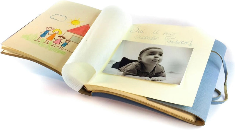 Dolci Babyalbum Leder, Fotoalbum, Elegantes Geschenk mit Geschenkbox, Handgearbeitet in klassischem