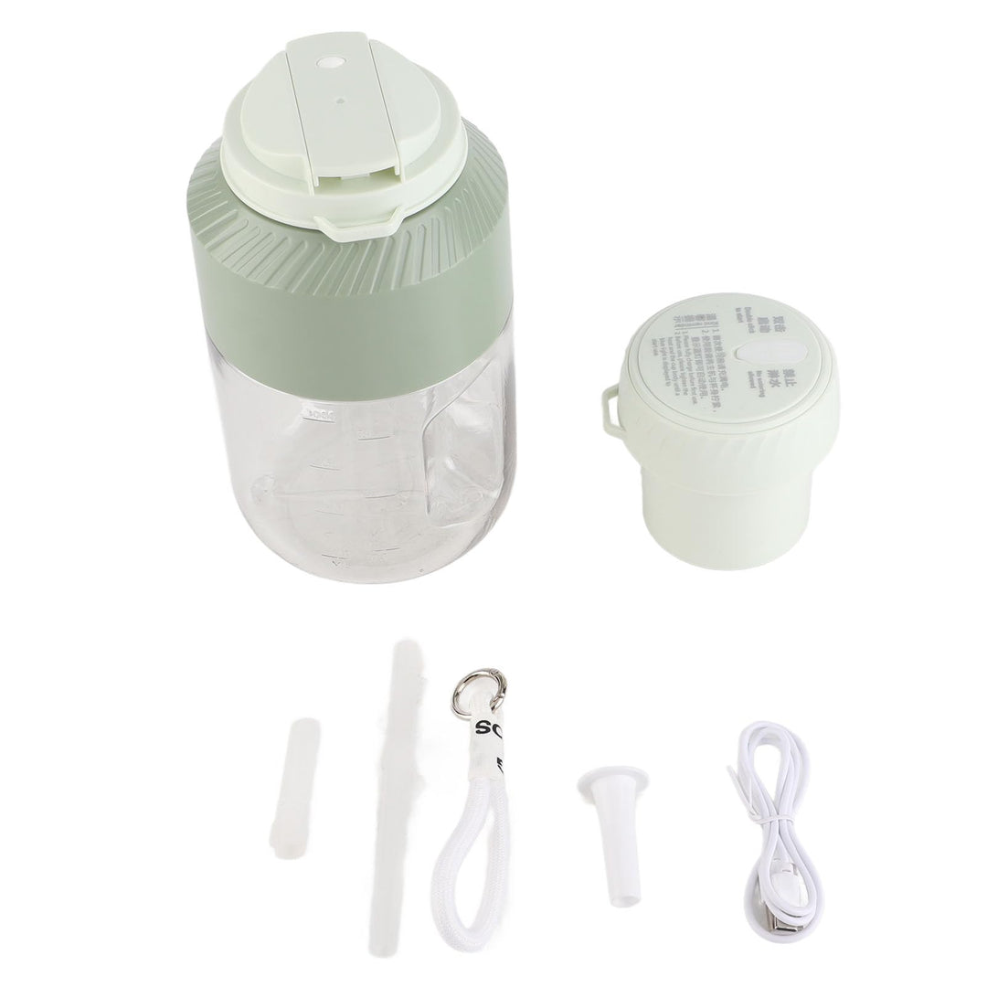 Tragbarer Mixer 1 L, Doppeldeckel Smoothie Maker mit 10 Klingen, USB Wiederaufladbar Kabelloser Blen