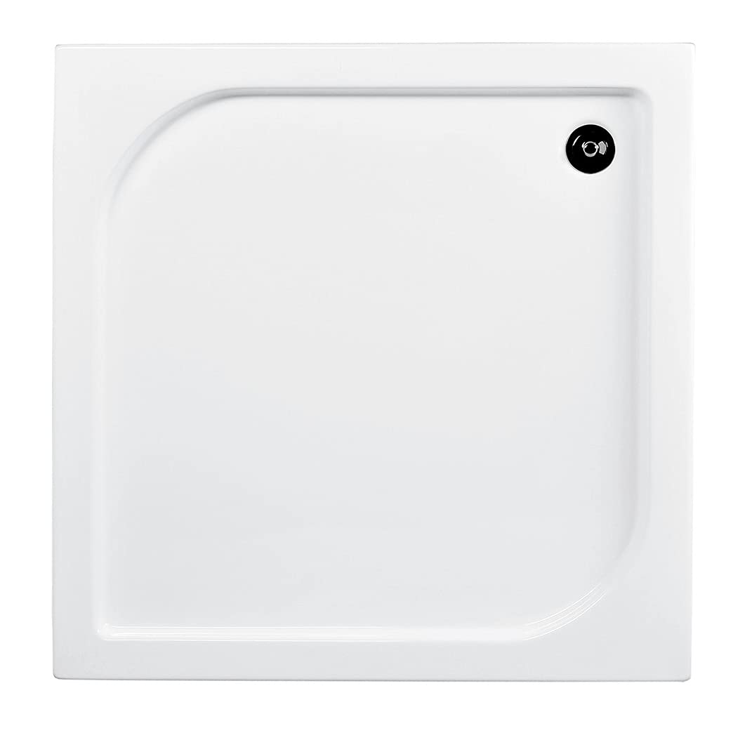 VBChome Acryl-Duschwanne 80x80 cm Siphon Duschtasse rechteckig flach Sanitär-Acryl Duschbecken stabi