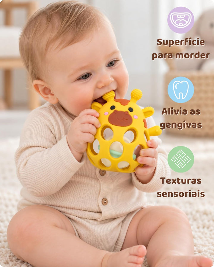 MuyPe Rassel Giraffe und Beissring für Babys (Rosa), Rosa