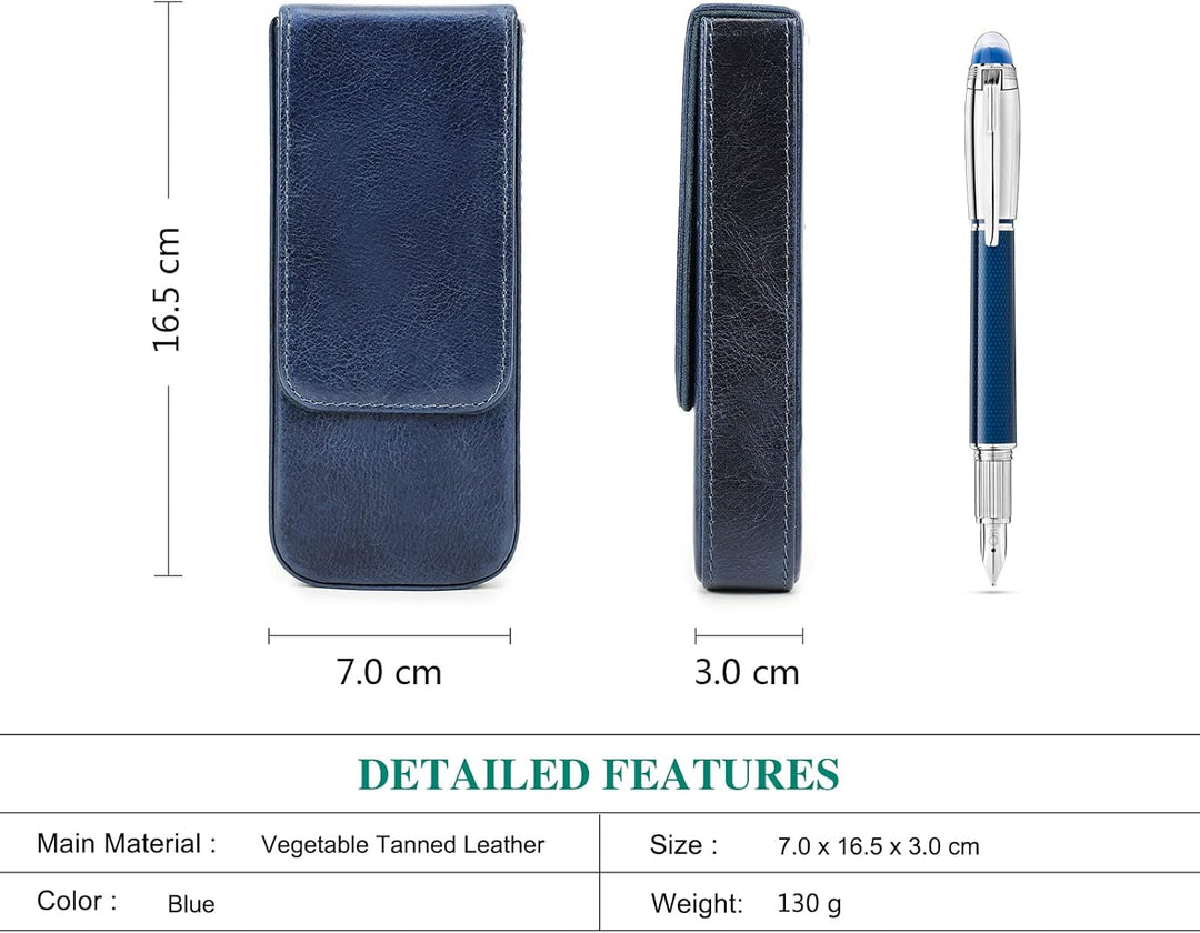 Hiram Leder-Füllhalteretui, Leder-Füllhalterbox für 3 Stifte mit Verstecktem Magnetischem Schnappver