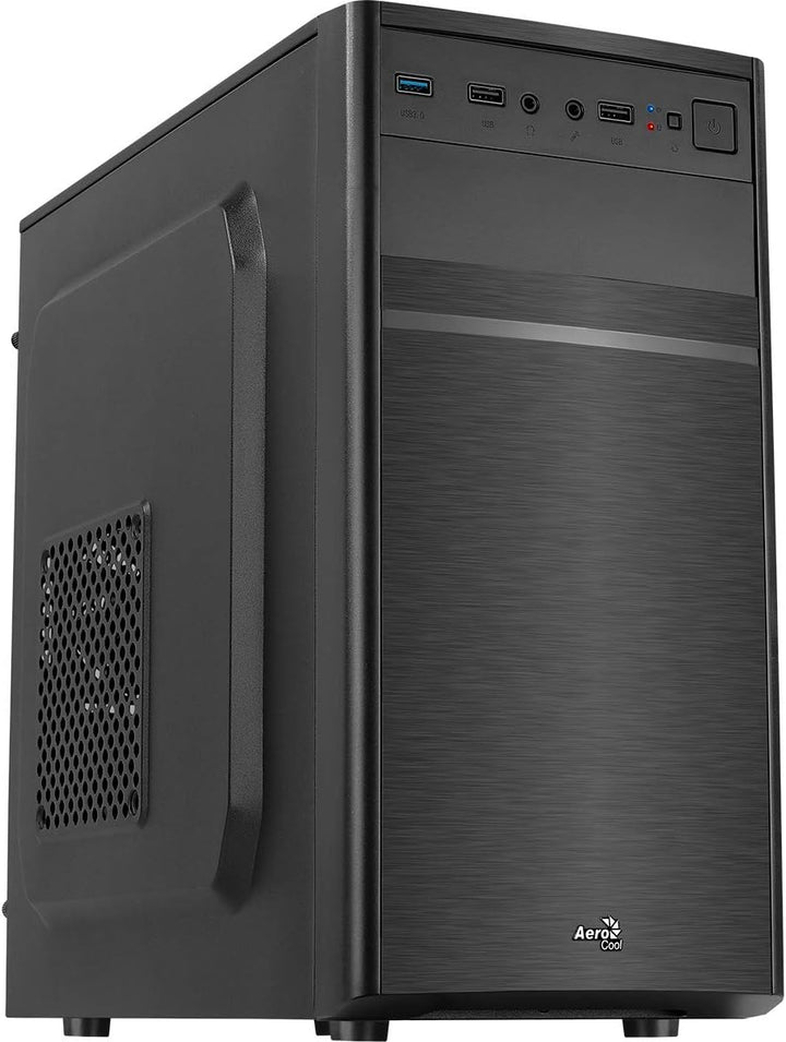 AeroCool CS103 - Micro ATX PC-Gehäuse, poliertes Aluminium, 80 mm Lüfter hinten schwarz única Schwar