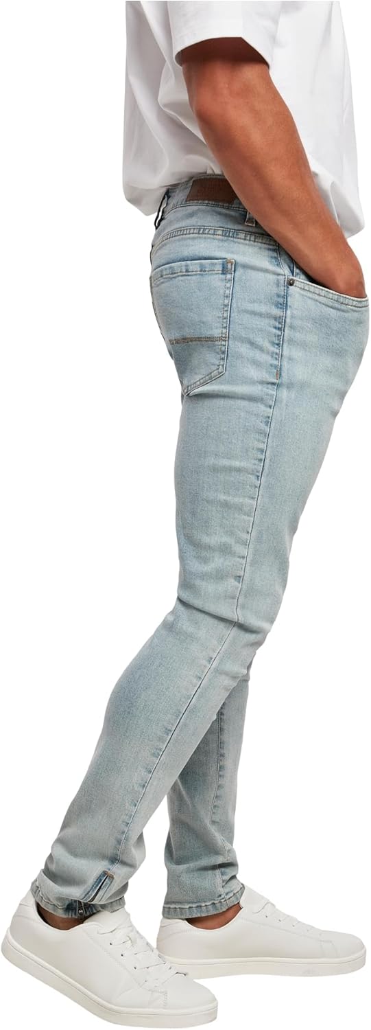 Urban Classics Herren Slim Fit Zip Jeans Hose 28W / 32L Lighter Washed., 28W / 32L Lighter Washed.