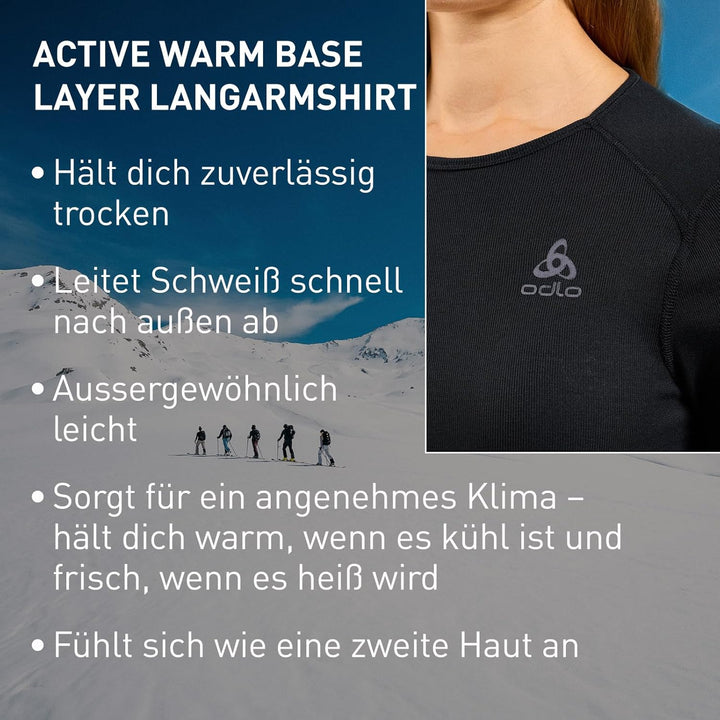 Odlo Thermounterwäsche Merino 200 | Merino Unterwäsche für Herren | Langarm-Thermoshirt mit Kragen u