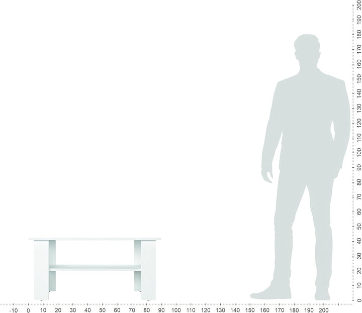 KOMTO Couchtisch Weiss Vienna - Wohnzimmertisch Modern Couchtisch Holz 90 x 50 x 43 cm Tisch Wohnzim