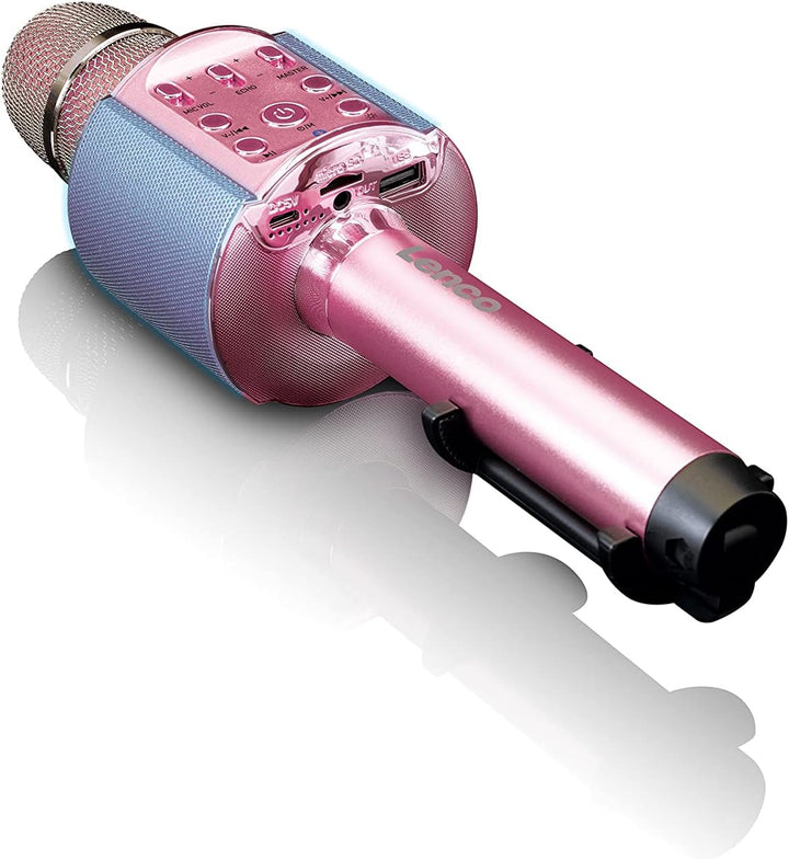 Lenco BMC-090 - Karaoke Mikrofon - Bluetooth V4.2 - Mit Smartphone-Halterung - 5 Watt RMS - LED Lich