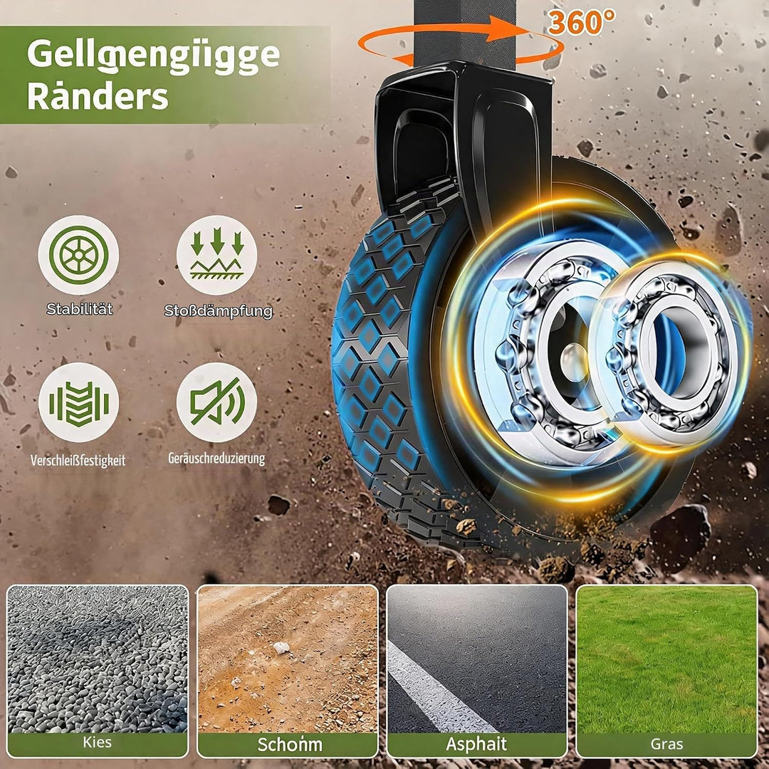 Faltbarer Bollerwagen, 220L 172kg Traglast, 360° Geländeräder, Bremse, Stahlrahmen, 600D Oxford PVC,