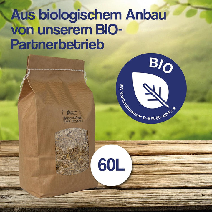 Gebrüder Goller 60L Miscanthus Bio Einstreu feine Struktur 1-2cm I Kleintiereinstreu I Miscanthus Ei