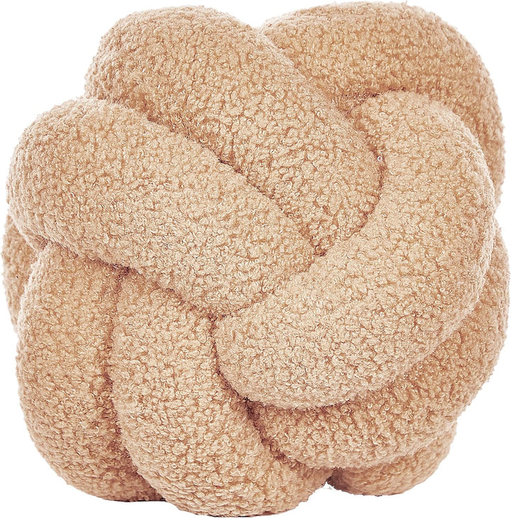 Set aus 2 modernen Boucle Deko Knoten Kissen Beige 19 x 19 cm Malni