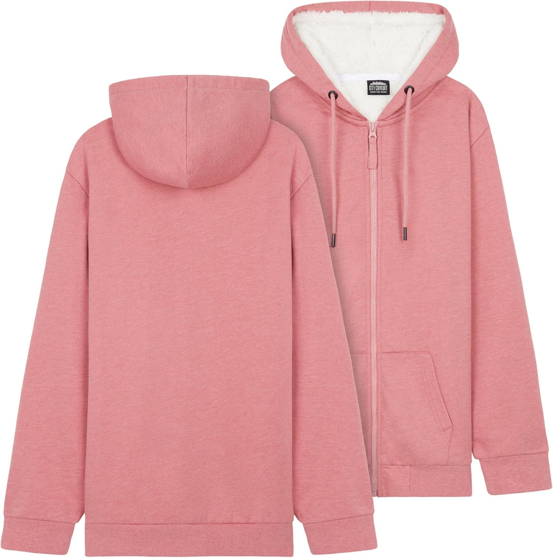 CityComfort Pullover Mädchen mit Fleece-Futter und Kapuze, Fleecejacke Kinder Mädchen Zipper Hoodie
