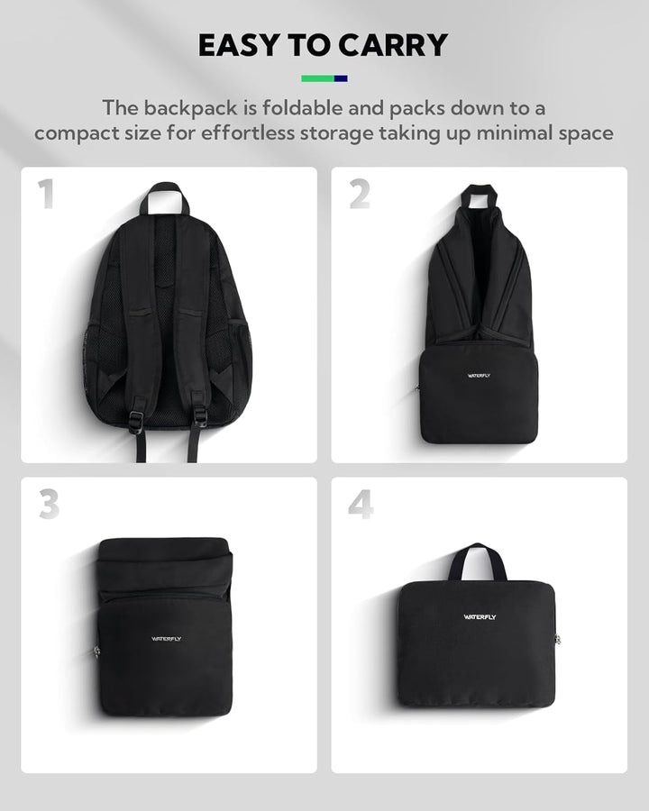 WATERFLY Rucksack Faltbar Tagesrucksack 20L: Wanderrucksack Faltrucksack Leicht Klapprucksack Daypac
