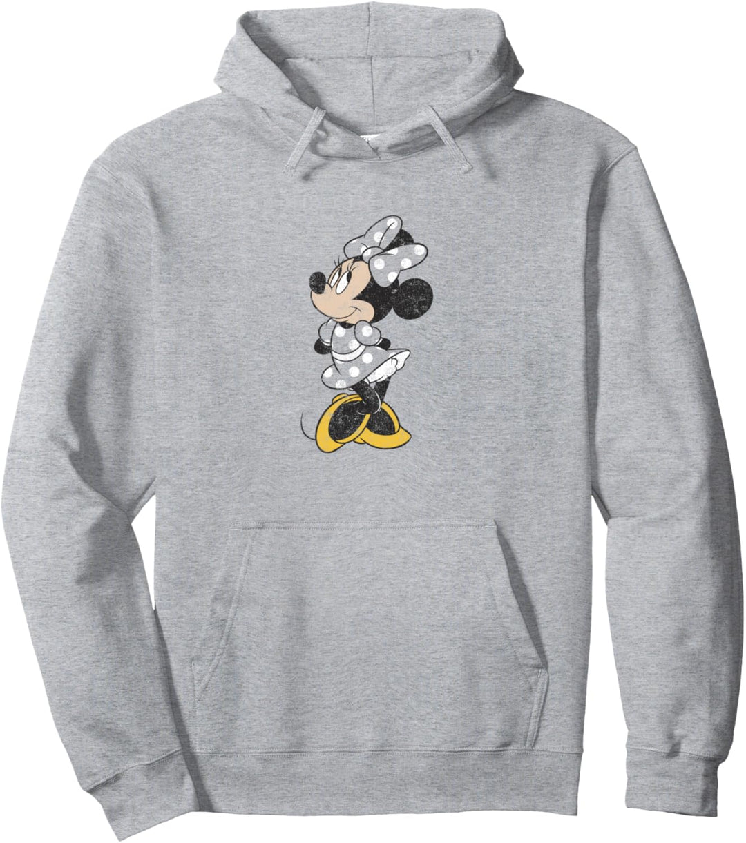 Disney Minnie Mouse Standing Outfit Color Fill Distressed Pullover Hoodie