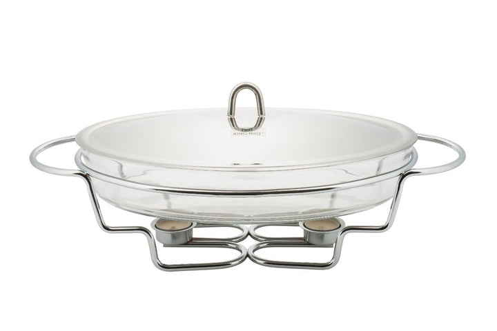 KINGHOFF Speisewärmer mit Glaseinsatz Warmhaltebehälter Kammer Silber (3.0L), 3.0L
