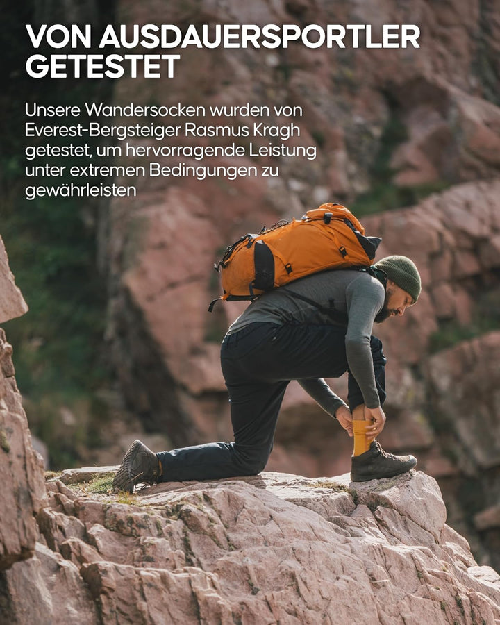 DANISH ENDURANCE Merino Wandersocken, Sommer Trekkingsocken, Merinowolle Socken, Atmungsaktiv & Star