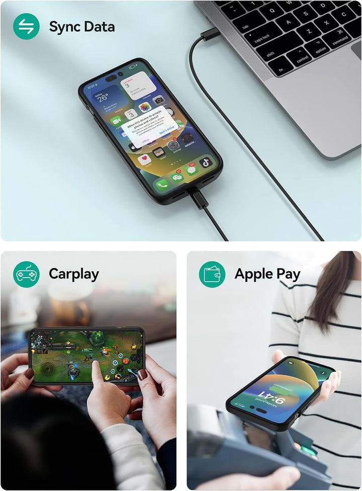 NEWDERY Akkuhülle für iPhone 14 & 14 Pro 10000 mAh Qi Wireless Charging Case, Sync-Daten unterstützt