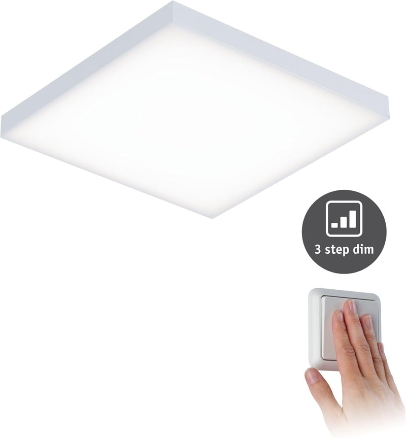 Paulmann 79820 LED Panel Velora eckig incl. 1x12 Watt 3-Step-Dim dimmbar Deckenlampe Weiss matt Lich