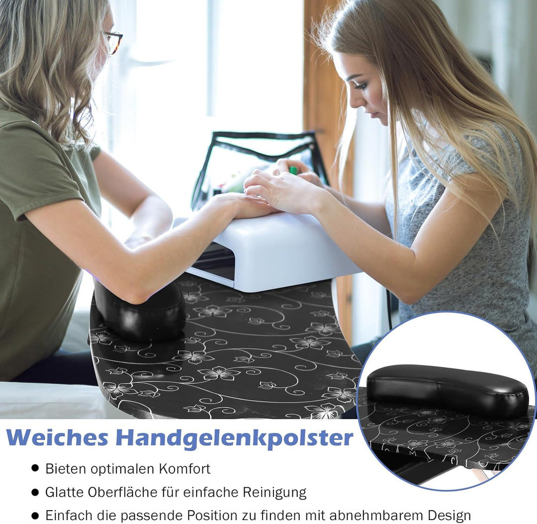 COSTWAY Maniküretisch inkl. Handgelenkauflage, tragbare Nageltisch Kosmetiktisch, Mobilesmanikürtisc