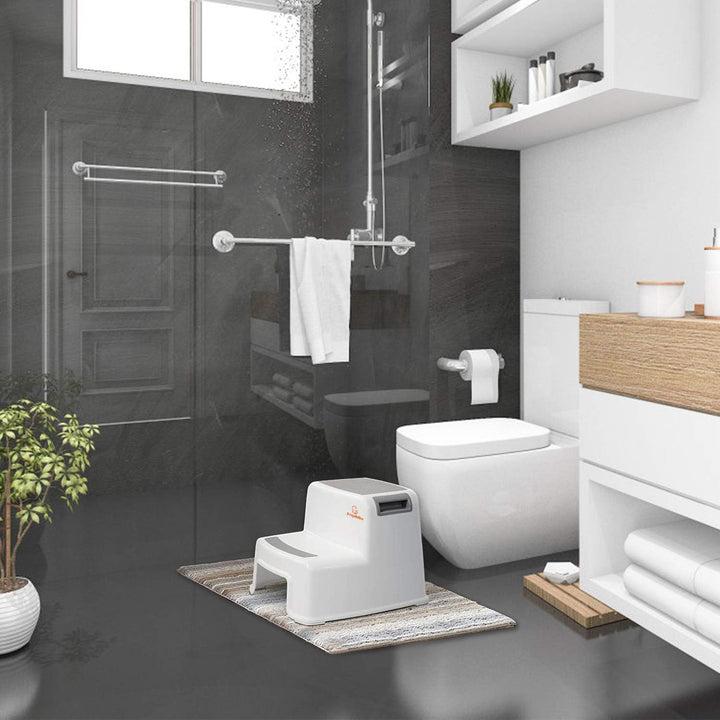 Angelbliss (Grau 2er Pack) Tritthocker für Kinder, Anti-rutsch Trittschemel-2-Stufig, Zweistufiger T