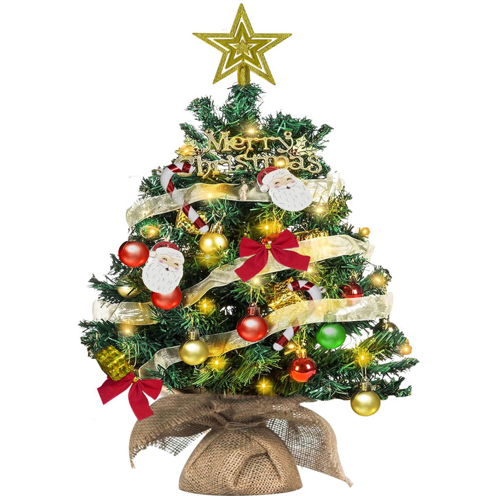 Weihnachtsbaum 60cm Mini Weihnachtsbaum mit Beleuchtung LED Kleiner Weihnachtsbaum Tisch Weihnachtsb