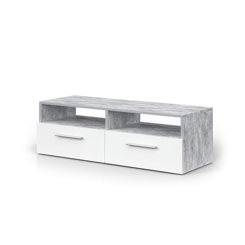 Vicco Lowboard Diego, Weiss/Beton, 95 x 38 cm Weiss 95 cm, Weiss 95 cm