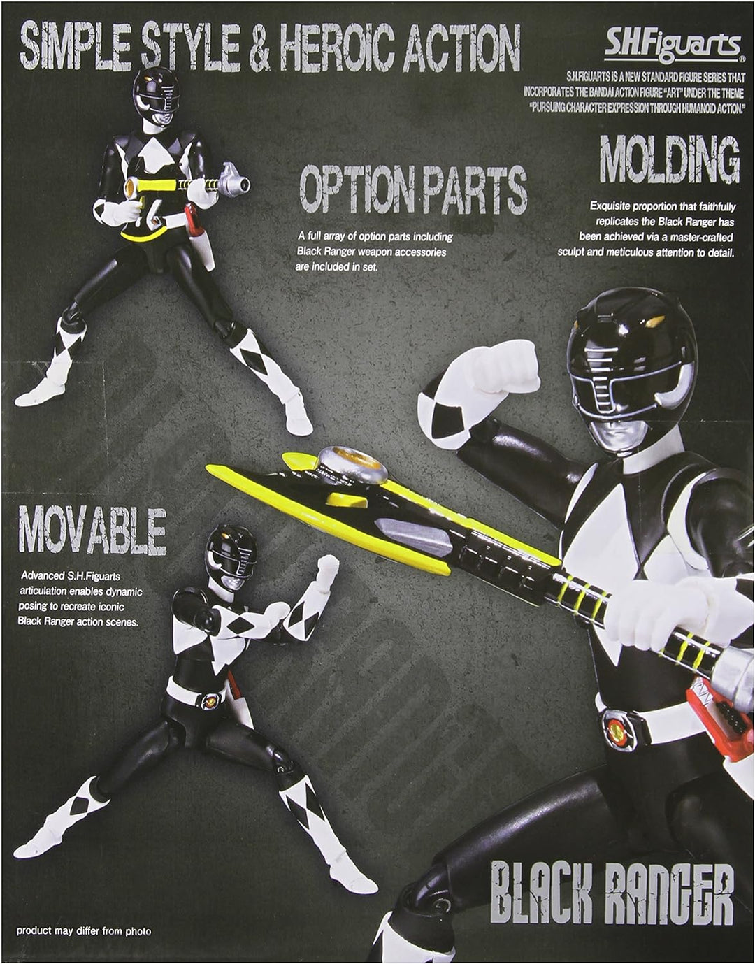 BANDAI Tamashii Nationen S.H. Figuarts Mighty Leinwanddruck schwarz Ranger Action Figur
