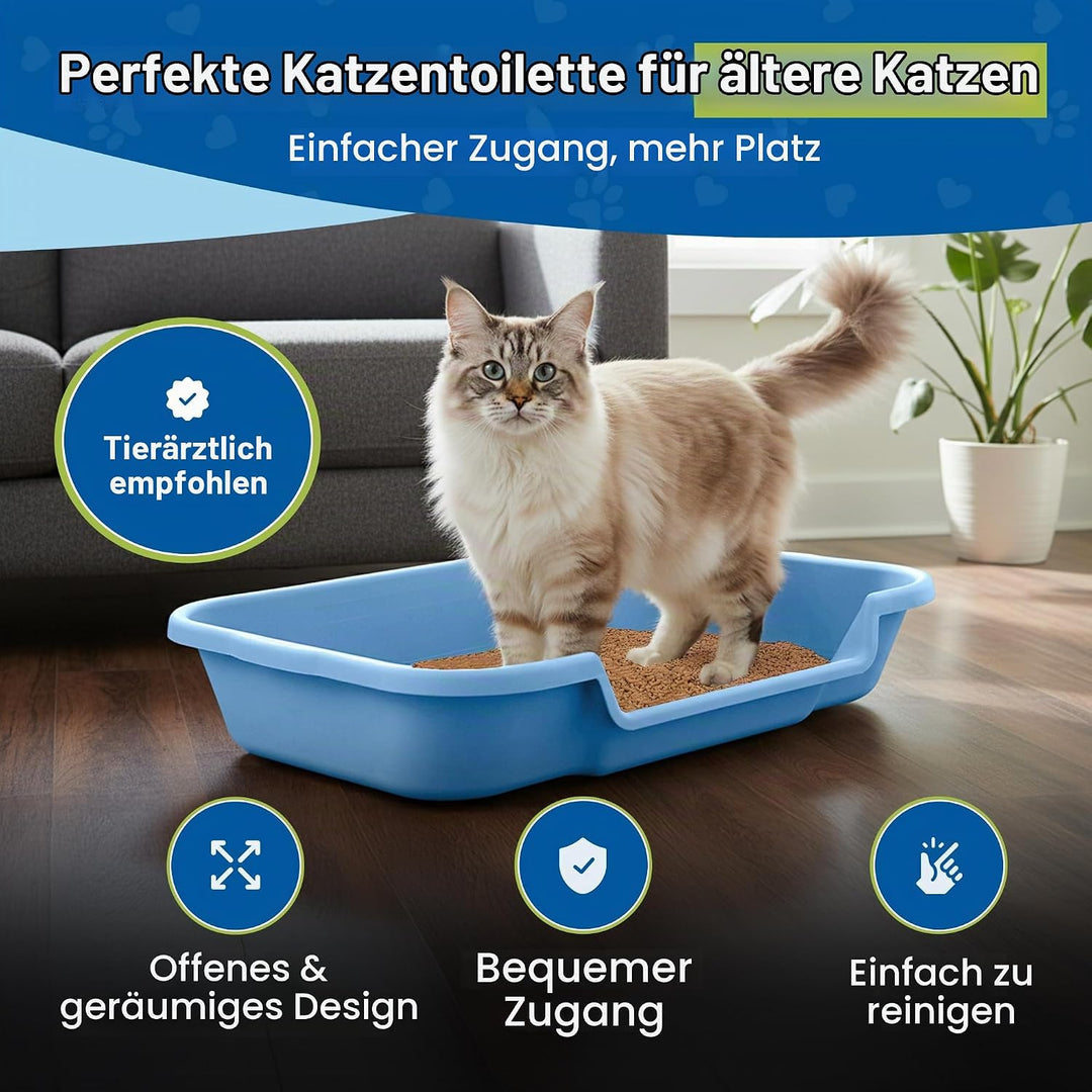Kitty Go Here Katzentoilette Senior, 61 x 50,8 x 12,7 cm, Blau, Blau Large (1 Pack)