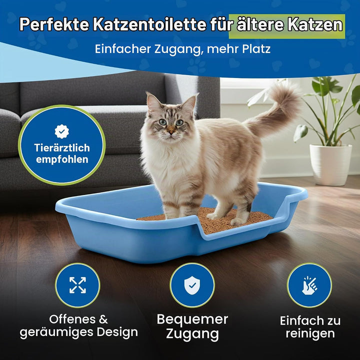 Kitty Go Here Katzentoilette Senior, 61 x 50,8 x 12,7 cm, Blau, Blau Large (1 Pack)