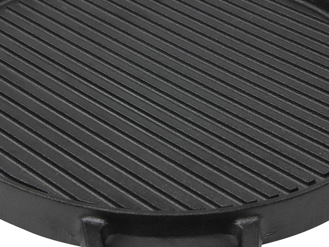 Spetebo Gusseisen Grillplatte 30 cm - Gusspfanne mit Griff rund - Grill Pfanne Bratpfanne Platte Ind