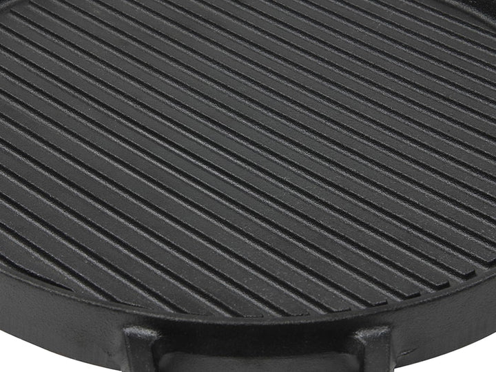 Spetebo Gusseisen Grillplatte 30 cm - Gusspfanne mit Griff rund - Grill Pfanne Bratpfanne Platte Ind