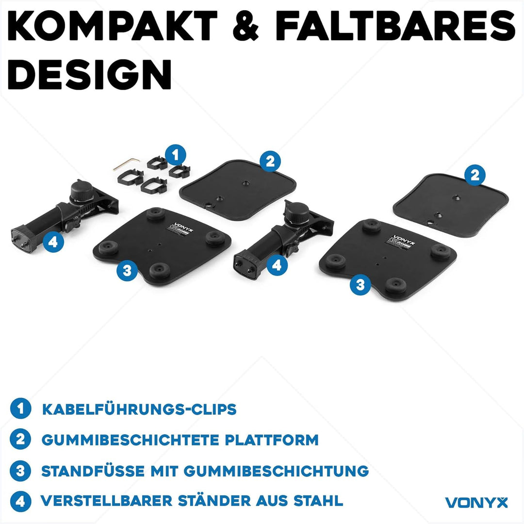 Vonyx DJLC2 Laptop Ständer Höhenverstellbar – Faltbarer Laptopständer mit Zusatzablage – Laptop Halt