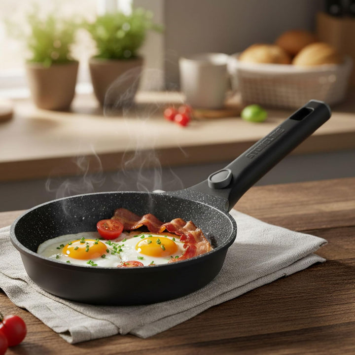 STONELINE SMART Bratpfanne 20 cm, kleine Pfanne Aluguss, Abnehmbarem Griff, Pfanne Induktion, Alle H
