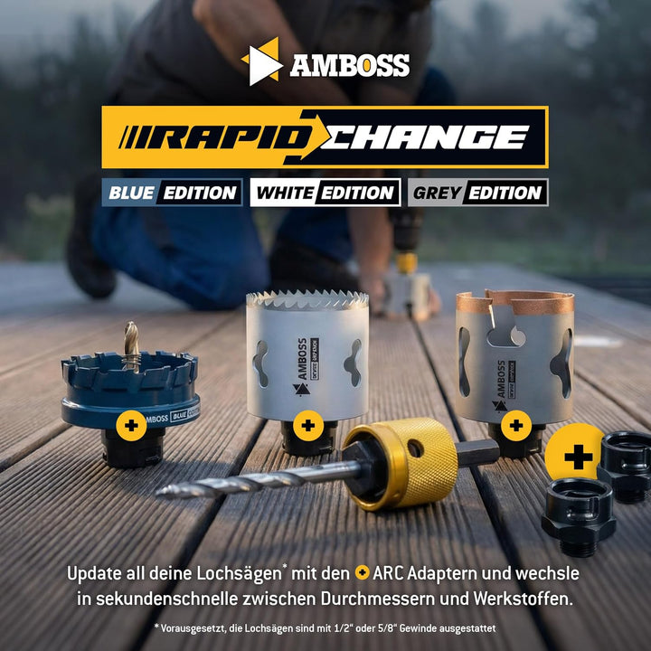 Amboss HM Lochsäge 68 mm | Für Spanplatten, Hartholz, Gipskarton etc. - Inkl. 6 Kant Standard Aufnah